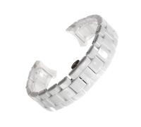 FYXT 18mm 22mm Ceramic Strap Compatible With Watch AR1400 AR1410 AR1402 AR1401 Men Women Band Bracelet Belt Black White Butterfly Button(White silver,18mm)