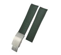 FYXT 19mm 20mm 21m Silicone Watchbands Compatible With Longines Hydroconquest L3.781 41mm 43mm Dial Conquest Waterproof Watch Strap(Green silver,21MM_WITH LETTERS)