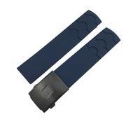 FYXT 20mm Rubber Silicone Watch Strap Black Blue Orange Folding Buckle Waterproof Watchband Compatible With Tissot PRS516 T044 Watch(Blue black,20mm)