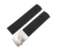 FYXT 20mm Rubber Silicone Watch Strap Black Blue Orange Folding Buckle Waterproof Watchband Compatible With Tissot PRS516 T044 Watch(Black silver,20mm)