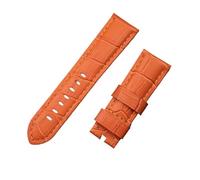 FYXT 22 24 26mm Italy Calf Bamboo Leather Watchband Compatible With Panerai Strap Watch Band With Tang Buckle Compatible With PAM441/111/386 Accessories(Orange,24MM PAM_ROSE BUCKLE)