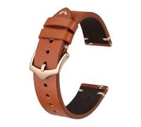 FYXT 5 Colour Genuine Leather Watch Strap Compatible With Huawei Compatible With Samsung Galaxy Gear 18mm 20mm 22mm Watchbands With Rose Gold Buckle(Toffee Brown - Rose,22mm)