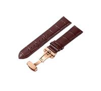 FYXT Bamboo Pattern Leather Wristwatch Band 18mm 20mm 22mm 24mm With Butterfly Clasp Watch Strap Men's Business Bracelet(Brown-R,24mm)