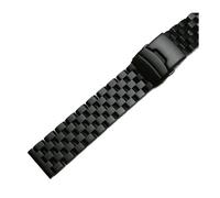 FYXT Brushed Stainless Steel Watch Band Strap 18mm/20mm/22mm/24mm/26mm Metal Replacement Bracelet Men Women Silver WristBand(Black,24mm)