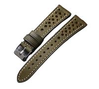 FYXT Compatible With Antique Watchband 18 20 22MM Soft Breathable Style First Layer Cowhide Leather Bracelet, Handmade Men's Strap(Green,21mm)