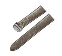 FYXT Compatible With Cartier Tank Litchi Grain Soft Leather Leather Strap Men's Ladies Folding Buckle Watch Accessories(Elephant Grey,22mm)