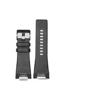 FYXT Compatible With Diesel DZ4246 DZ1273b Bracelet 32 * 17mm Plain Black Dark Brown Genuine Leather Steel Clasp Watchband Strap Dedicated Men(A black black)