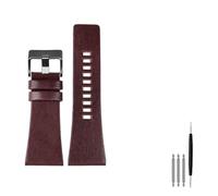 FYXT Compatible With Diesel Watchbands Men's Wrist Large Size Watch Bands P-Olice 26MM 28MM 30MM 32MM Zwart Brown Genuine Calf Hide Leather Strap(A dark brown black,32mm)