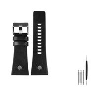 FYXT Compatible With Diesel Watchbands Men's Wrist Large Size Watch Bands P-Olice 26MM 28MM 30MM 32MM Zwart Brown Genuine Calf Hide Leather Strap(B black black,24mm)