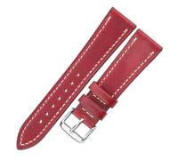 FYXT Cow Leather Watch Strap 18mm 20mm 22mm 24mm Brown Blue Red Green Cowhide Watchbands With Silver Stainless Steel Buckle(Red,18mm)