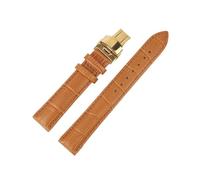 FYXT Genuine Leather Bamboo Pattern Strap Butterfly Buckle Black Brown Blue Watchband 18mm 20mm 22mm 24mm Bracelet Watch Accessories(Brown-G Butterfly,20mm)