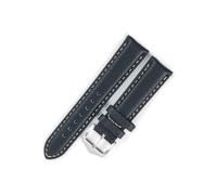 FYXT Genuine Leather Watch Band 18mm 19mm 20mm 22mm Retro Lychee Pattern Top Layer Cowhide Watch Strap Bracelet For Men Women(Dark blue,22mm)