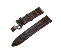 FYXT Genuine Leather Watch Strap Bamboo Pattern Watchband Butterfly Buckle Watches Accessories 16mm 18mm 19mm 20mm 21mm 22mm 24mm(Coffee silver,20mm)