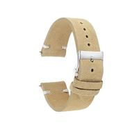 FYXT Handmade Retro Watchband Watch Accessories Vintage Suede Genuine Leather Watch Strap 18mm 20mm 22mm 24mm Watch Band(Khaki-White Line,18mm)