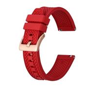 FYXT High Performance Fluororubber Watch Strap 18mm 20mm 22mm Rubber Quick Release For Men Women Sports Watchband(Red-Rosegold,22mm)