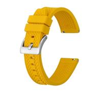 FYXT High Performance Fluororubber Watch Strap 18mm 20mm 22mm Rubber Quick Release For Men Women Sports Watchband(Yellow-Silver Buckle,20mm)