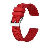 FYXT High Performance Fluororubber Watch Strap 18mm 20mm 22mm Rubber Quick Release For Men Women Sports Watchband(Red-Silver Buckle,22mm)