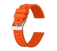 FYXT High Performance Fluororubber Watch Strap 18mm 20mm 22mm Rubber Quick Release For Men Women Sports Watchband(Orange-Silver Buckle,22mm)