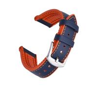 FYXT Hybrid FKM Leather Watch Strap 20mm 22mm Waterproof Dustproof Multi Color Fluororubber Watchbands + Tool(Blue Orange,22mm)