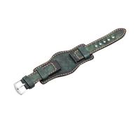 FYXT Leather Bund Strap Men's Watch Band 20mm 22mm 24mm Cowhide Cuff Watch Bracelet Yellow Blue Black Green Red Color Watch Strap(Green,20mm)