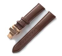 FYXT Leather Strap Litchi Grain Leather Butterfly Buckle 14 16 18 20 22 Mm Strap Black Brown Blue Watch Accessories(Dark brown gold,13mm)