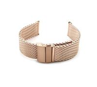 FYXT Milanese Band Compatible With Watch Strap 20mm 22mm Double Press Folding Buckle Milan Mesh Belt Metal Watch Wristband Black Silver Bracelet(Rose Gold,22mm)