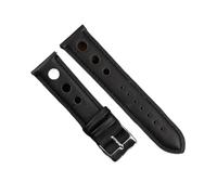 FYXT Solid Color Watchband Genuine Leather Hand-Stitching Vintage Strap Compatible With Rolex Watch Watchbands Strap 18mm 20mm 22mm 24mm For Men(Black-BK line,20mm)