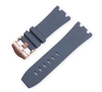 FYXT Sports Waterproof Rubber Silicone Strap Compatible With Audemars And Piguet Watch Strap AP Royal Oak 15706 15707 26020 26170 Watch Band 28mm(Gray-Rose-K14,28x24mm)