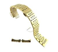FYXT Stainless Steel Watch Band 12mm 14mm 17mm 19mm 18mm 20mm 21mm 22mm Strap Wristband Curved End Watch Strap Double Lock Buckle(Gold,22mm)