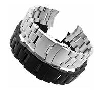 FYXT Stainless Steel Watch Band 18mm 20mm 22mm 24mm Wristband Curved End Watch Strap Double Lock Buckle Replacement Wrist Belt(Silver gold,20mm)