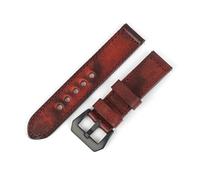 FYXT Vintage Genuine Leather Watch Band 20mm 22mm 24mm Hand Stitched Men Watchband Replacement Compatible With Panerai(Red with wire,24mm)