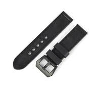 FYXT Vintage Genuine Leather Watch Band 20mm 22mm 24mm Hand Stitched Men Watchband Replacement Compatible With Panerai(Black with wire,24mm)