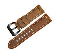 FYXT Vintage Genuine Leather Watchband 22mm 24mm 26mm Mens Watch Belt Watch Strap Wristband Compatible With Panerai(Brown B,22mm)