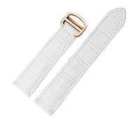 FYXT Watchband Genuine Leather Watch Strap 18/20/22mm Bracelet Compatible With Men/Woman Replace Watchbands Compatible With Tank Solo(White rose gold,22mm)