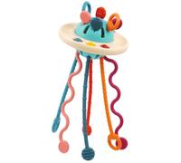 Fyxttalor UFO Sensory Pull String Toy with Buttons, 18 Months+ | Pull, press and explore 6 textured strings and 3 buttons for hands-on sensory play at home or on the go.