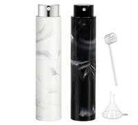 FYY 10ml Travel Perfume Atomiser Refillable - 2PCS Mini Refillable Perfume Bottle Aftershave Spray Bottle, Upgraded Perfume Atomizer Pod and Refill Pump for Outdoor Travelling Black+White