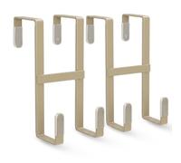 FYY 2 Packs Over The Door Hooks, Double Sided Door Hanger Hook - Heavy Duty No Drill Wall Hooks for Hanging Coats, Towels, Kitchen Closet Fits Most Doors Up to 1-7/8" Thickness (5.12" L, Pale Brown)