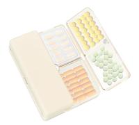 FYY 7 Day Pill Box Organiser - Travel Pill Case, [Folding Design][Large Capacity] Portable Pill Dispenser Container for Vitamins, Cod Liver Oil, Supplements, Medication Large-Cream White