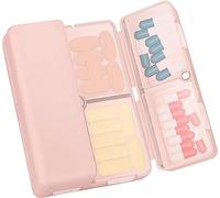 FYY 7 Day Pill Organiser, Travel Tablet Box, [Foldable Design] Weekly Medication Case, Portable Daily Supplements Storage Organizer for Vitamins, Cod Liver Oil, Small-Pink