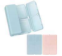 FYY Daily Pill Organizer,2 Pcs 7 Compartments Portable Pill Case Travel Pill Organizer,[Folding Design] Pill Box for Purse Pocket to Hold Vitamins,Cod Liver Oil,Supplements and Medication-Pink+Navy