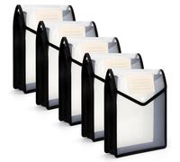 FYY Document Wallet A5.5 Pieces Document Folder A5 Portfolio Folders with Press Stud Plastic Envelope Folder Waterproof Transparent Pocket Documents with Card for Travel Office Document School, A5