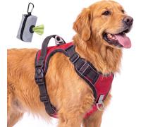 FYY Dog Harness No Pull, Escape Proof Adjustable Pet Vest, Reflective Choke Free Harness With Easy Control Padded Handle for Small Medium Large Dogs Walking and Training XL-Red+Black