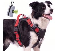 FYY Dog Harness No Pull, Escape Proof Adjustable Pet Vest, Reflective Choke Free Harness With Easy Control Padded Handle for Small Medium Large Dogs Walking and Training M-Black+Red
