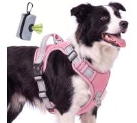 FYY Dog Harness No Pull, Escape Proof Adjustable Pet Vest, Reflective Choke Free Harness With Easy Control Padded Handle for Small Medium Large Dogs Walking and Training M-Pink+Grey