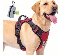 FYY Dog Harness No Pull, Escape Proof Adjustable Pet Vest, Reflective Choke Free Harness With Easy Control Padded Handle for Small Medium Large Dogs Walking and Training L-Red+Black