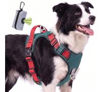 FYY Dog Harness No Pull, Escape Proof Adjustable Pet Vest, Reflective Choke Free Harness With Easy Control Padded Handle for Small Medium Large Dogs Walking and Training M-Teal+Red