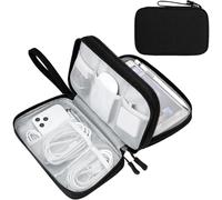FYY Electronic Organizer, Large Travel Cable Organizer Bag Pouch Electronic Accessories Carry Case Portable Waterproof Double Layers All-in-One Storage Bag for Cable, Cord, Charger, Phone, Black