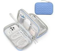 FYY Electronic Organizer, Large Travel Cable Organizer Bag Pouch Electronic Accessories Carry Case Portable Waterproof Double Layers All-in-One Storage Bag for Cable, Cord, Charger, Pattern Blue