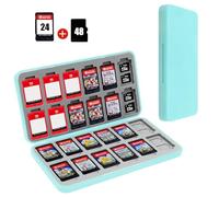 FYY Nintendo Switch Game Case Holder for Switch 2 Cartridge Case with 24 Game Card Slots & 48 Micro SD Card Slots, Hard Shell, Silicone Lining Mint Green