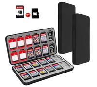FYY Nintendo Switch Game Case Holder for Switch 2 Cartridge Case with 24 Game Card Slots & 48 Micro SD Card Slots, Hard Shell, Silicone Lining Black (2 Pcs)